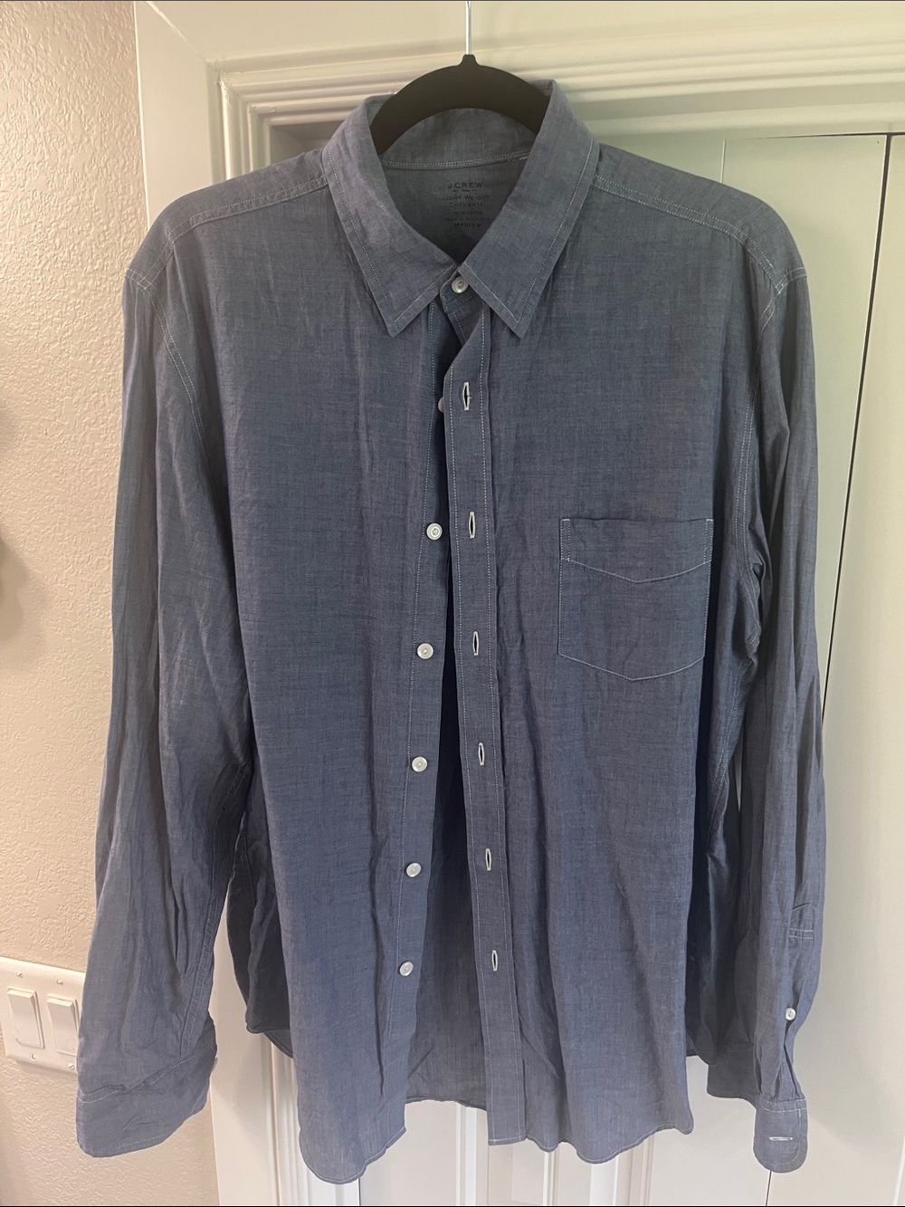 J. Crew Men's Button-Down Shirt in Chambray Blue